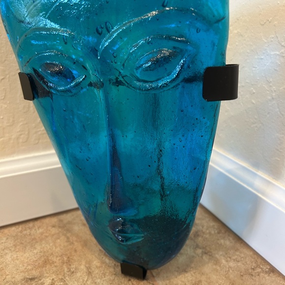 Teal Blue Glass Face Wall Art / Sconce / Candleholder - Picture 9 of 13